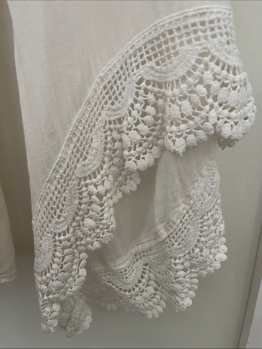 Boho Lace-Trim Peasant Top - Cream - Picture 5 of 5